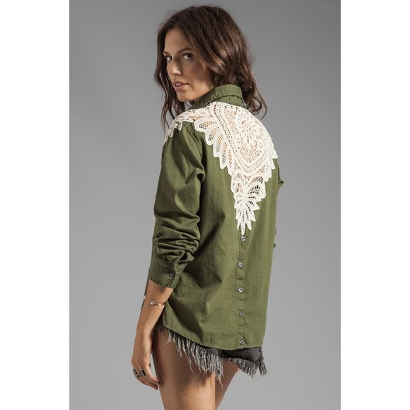 Jen’s Pirate Booty, Army Top with Crochet Lace back detail - Picture 1 of 16